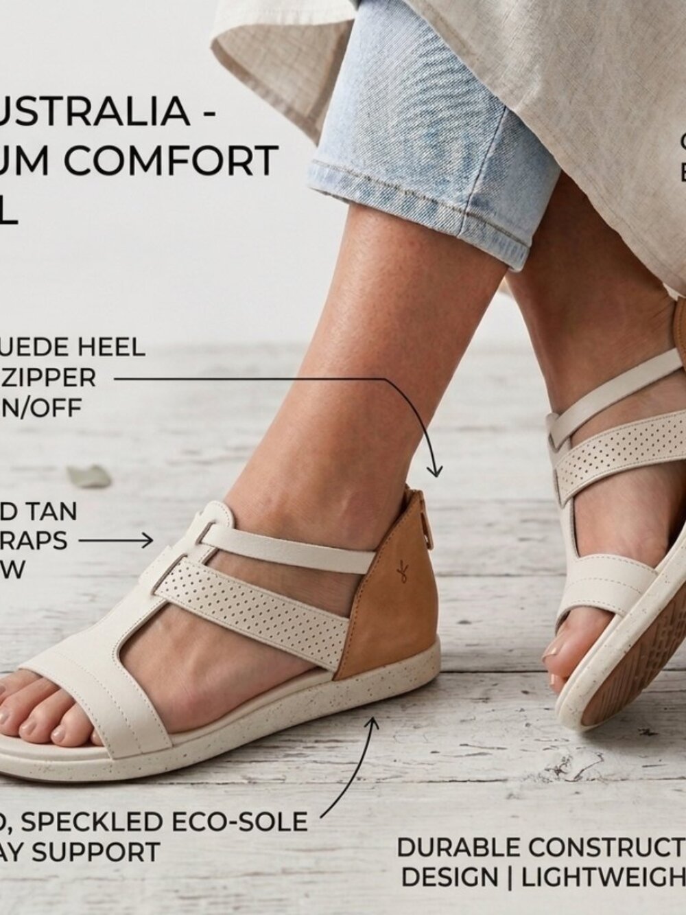 Emu Australia Women's Tan  & Cream Leather Sandals